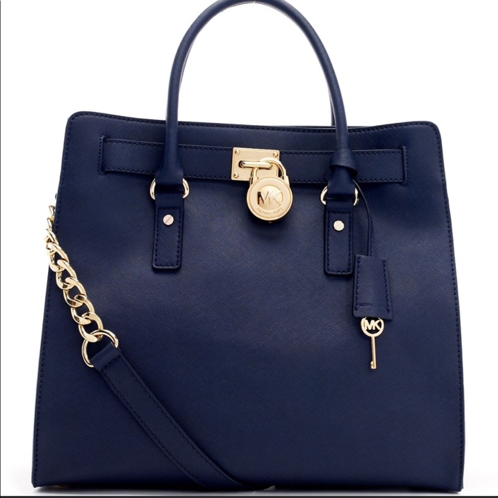 Michael Kors Large Hamilton Navy Leather Tote